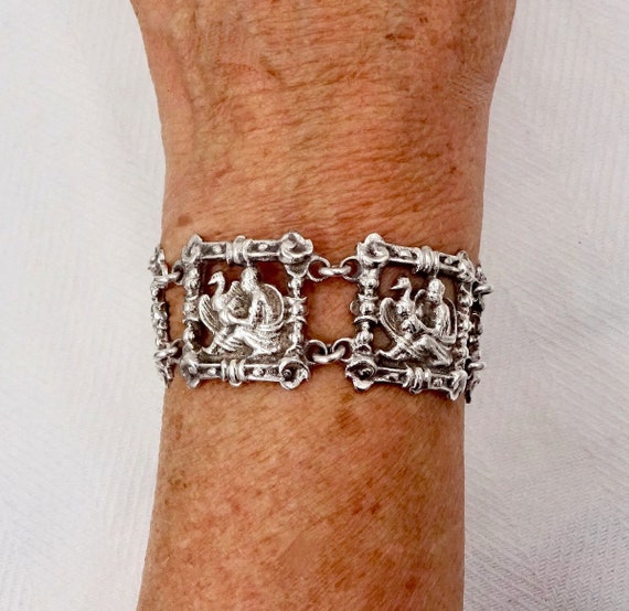 STERLING SILVER BRACELET Byzantine Victorian Revi… - image 5