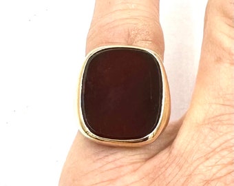 Antique CARNELIAN RING 14K Yellow Gold Art Deco Era Unisex Man Woman Sz 5.25 E541