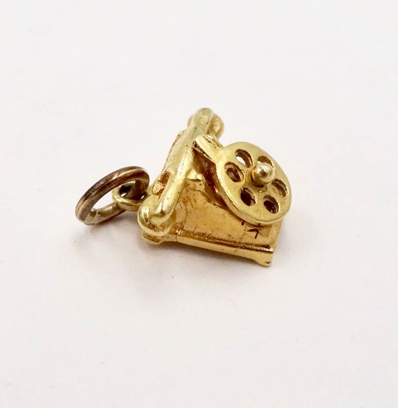 585 14k Yellow Gold Movable Figural Old Fashioned Dial Telephone GOLD TELEPHONE CHARM Pendant Charm for Bracelet