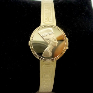 Vintage Franklin Mint Watch Womens 27mm Gold Tone Crystals New Battery 6.75\
