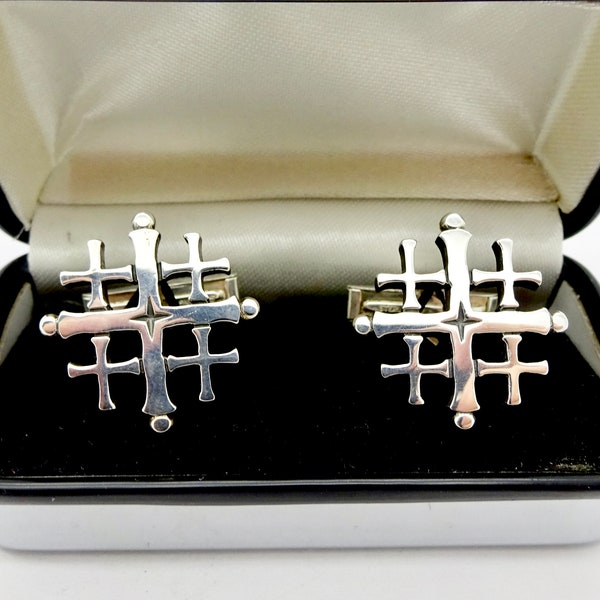 JAMES AVERY CUFFLINKS 925 Sterling Silver Jerusalem Cross Retired Vintage