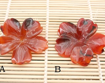 Carnelian flower pendants 49-52mm (ETP00276) Unique jewelry/Vintage jewelry/Gemstone pendants