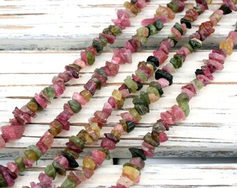 Tourmaline (Natural) small chips beads (ETB00729) Unique jewelry/Vintage jewelry/Gemstone necklace