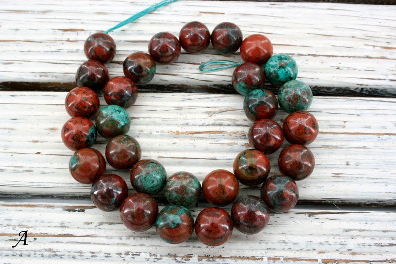 Perle Cœur DVH Sonora Sunrise En Chrysocolle Cuprite - 68x38x13mm - 65g