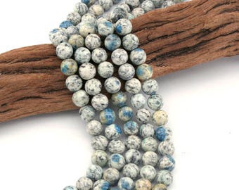 K2 Blue Round beads 8-8.5mm  (ETB01173)  Rare/Unique jewelry/Vintage jewelry/Gemstone necklace