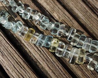 Aquamarine small tube beads 4-11mm (ETB00705) Unique jewelry/Vintage jewelry/Gemstone necklace