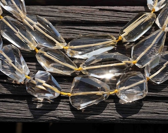 Natural Citrine quartz (Brazil) faceted beads A grade (ETB00079) Healing crystals/Unique jewelry/Vintage jewelry/Gemstone necklace