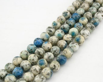 K2 Blue Round beads 6-6.5mm (ETB01185)  Rare/Unique jewelry/Vintage jewelry/Gemstone necklace