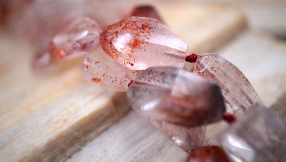 Lepidocrocite Quartz faceted beads (ETB00430) Healing crystal/Reiki Healing