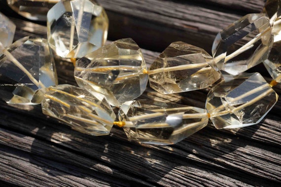 Natural Citrine Quartz Faceted Beads AA Grade, Brazil