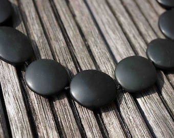 Matte Black Jade freeform beads 19-28mm (ETB00556) Unique jewelry/Vintage jewelry/Gemstone necklace