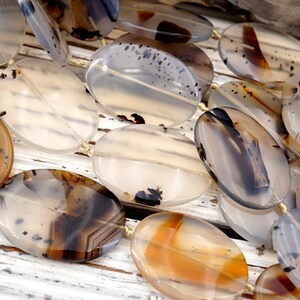 Montana Moss Agate oval beads 26.5-35.5mm (ETB00195)  Handmade designer/Unique jewelry/Vintage jewelry/Gemstone necklace