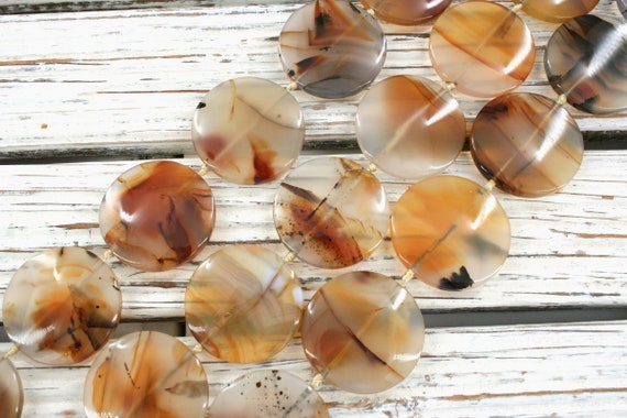 Montana Moss Agate round disc beads 27-32mm (ETB01349) Unique jewelry/Vintage jewelry/Gemstone necklace