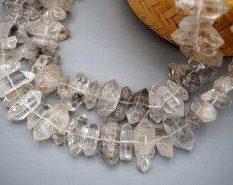 Tourmalinated Quartz 18-25mm natural rough beads (ETB00739) Unique jewelry/Vintage jewelry/Gemstone necklace