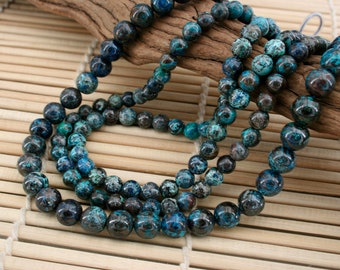 Shattuckite round beads 6-8.5mm (ETB00978) Rare/beautiful gemstone/Unique jewelry/Vintage jewelry/Gemstone necklace