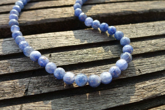 Sapphire faceted round beads 5-6mm (ETB00664) Rare/Unique jewelry/Vintage jewelry/Gemstone necklace