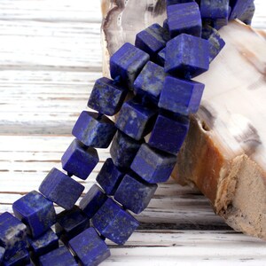 Lapis Lazuli cube matte beads 9-10.5mm (ETB00792) Unique jewelry/Vintage jewelry/Gemstone necklace