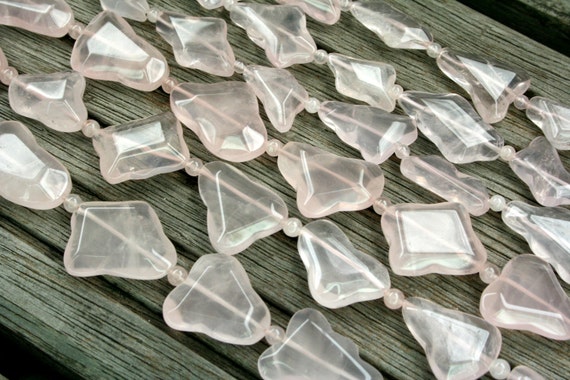 Rose Quartz Beads, Madagascar Freeform, 16 Inch Strand