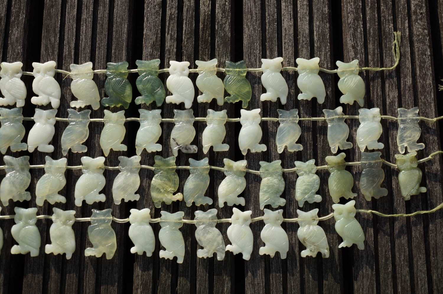 New Jade Owl Beads 17-22mm, Gemstone Necklace carved