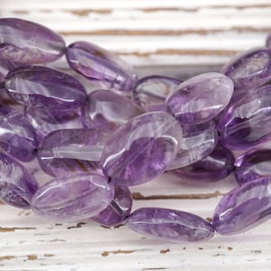 Amethyst Oval beads  (ETB01726) Healing crystal/Reiki healing/Healing necklace