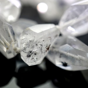 Hollandite Quartz faceted beads 12-15.5mm (ETB00715) Healing Energy/Unique jewelry/Vintage jewelry/Gemstone necklace