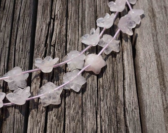 Rose Quartz handmade flower beads 14-19mm (ETB00351) Unique jewelry/Vintage jewelry/Gemstone necklace