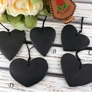 Matte Black Jade Heart Pendant: Western Australian Actinolite