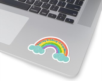 Barely Holding It Together Sticker: Funny Quote Vinyl Decal, Minimalist Mental Health Humor Sticker for Laptop, Water Bottle, or Notebook