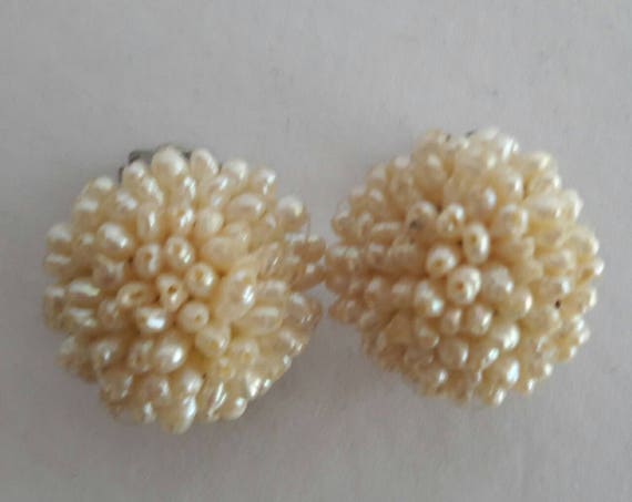 Pearl Earrings, Vintage Pearls, 70's Pearl Earrings