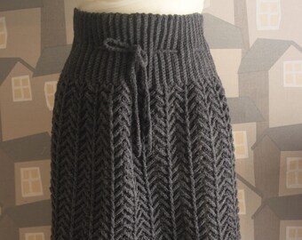 Handmade Crochet Wool Skirt: Grey Winter Knit Skirt