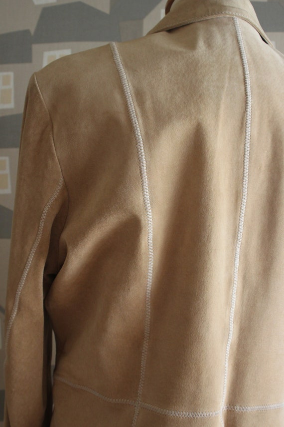 Vintage 90's Beige Coat, Vintage Sued Women's Coa… - image 6