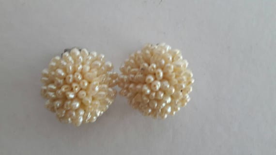 Pearl Earrings, Vintage Pearls, 70's Pearl Earrings