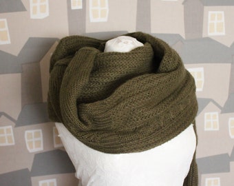 Foulard unisexe upcyclé, foulard en laine verte, foulard en laine upcyclée unisexe Chunky Unisex