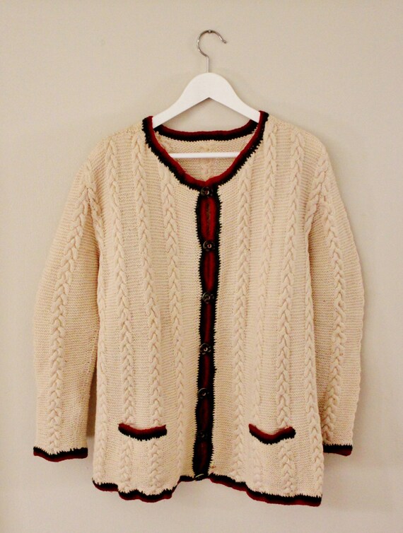 Handmade Wool Cardigan, Vintage Wool Cardigan, Ita