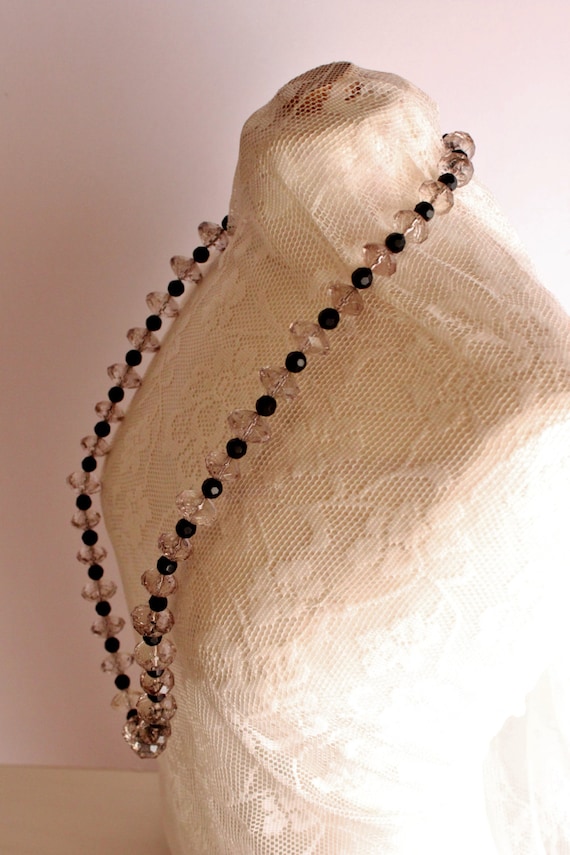 Handmade Statement Necklace, Handmade Black n White Necklace, Crystal Statement Necklace