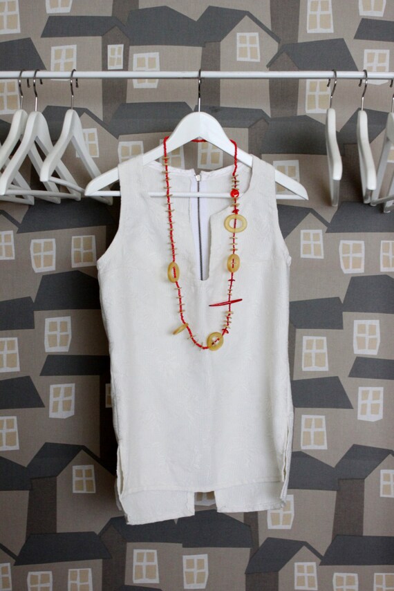 White Vintage Damask Top, Handmade women's Blouse, Damask Summer Top