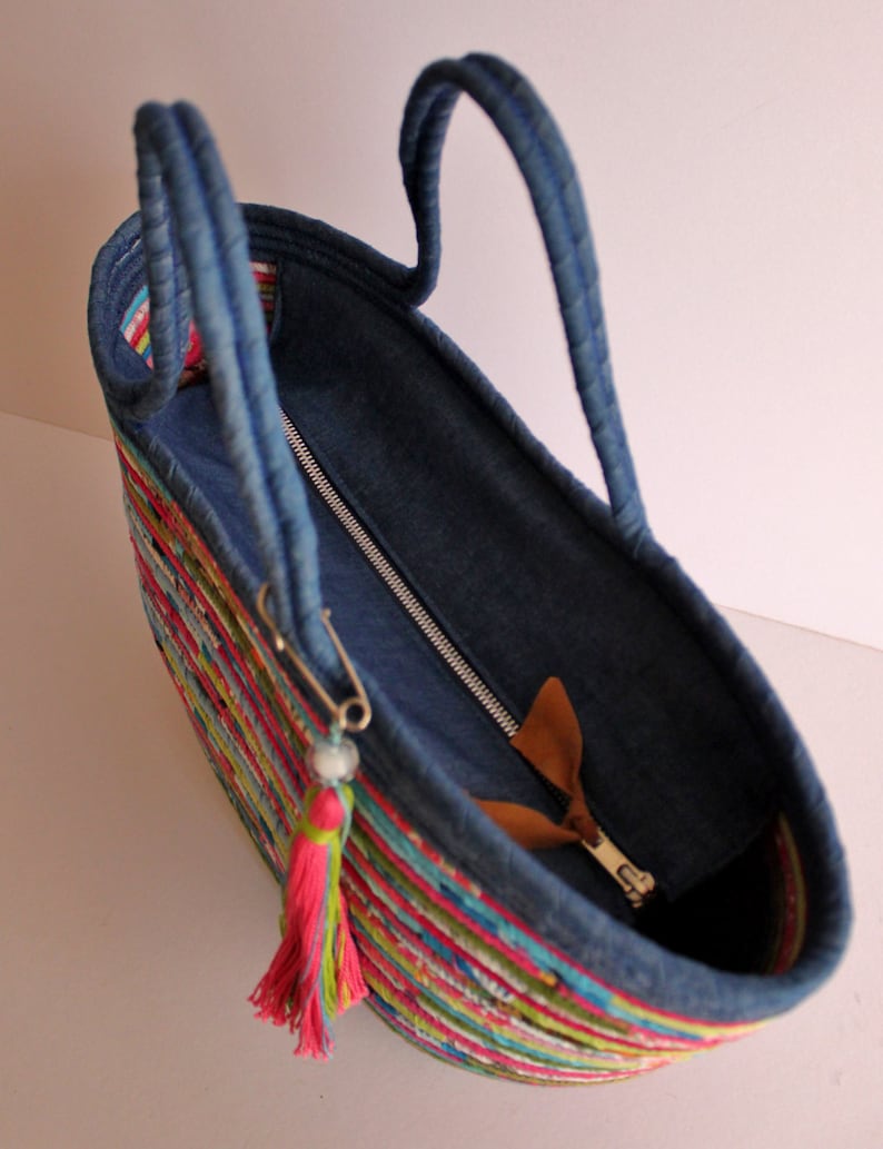 BY ORDER ONLY: BluePinkLime Basket Bag Summer BohoChic Bag Handmade Denim Bag Multicolour Basketbag