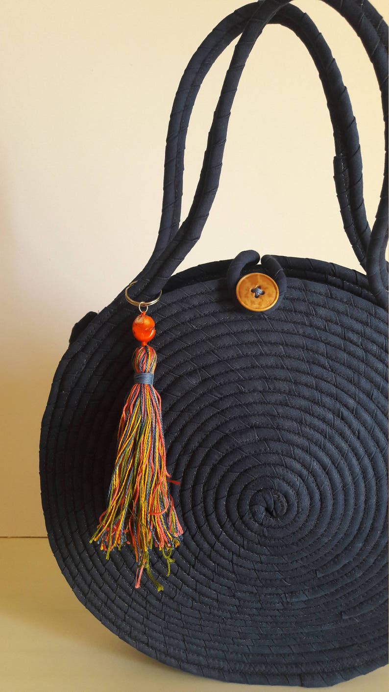 BY ORDER ONLY Medium Round Blue Jeans Basket Bag Monochrome Etsy