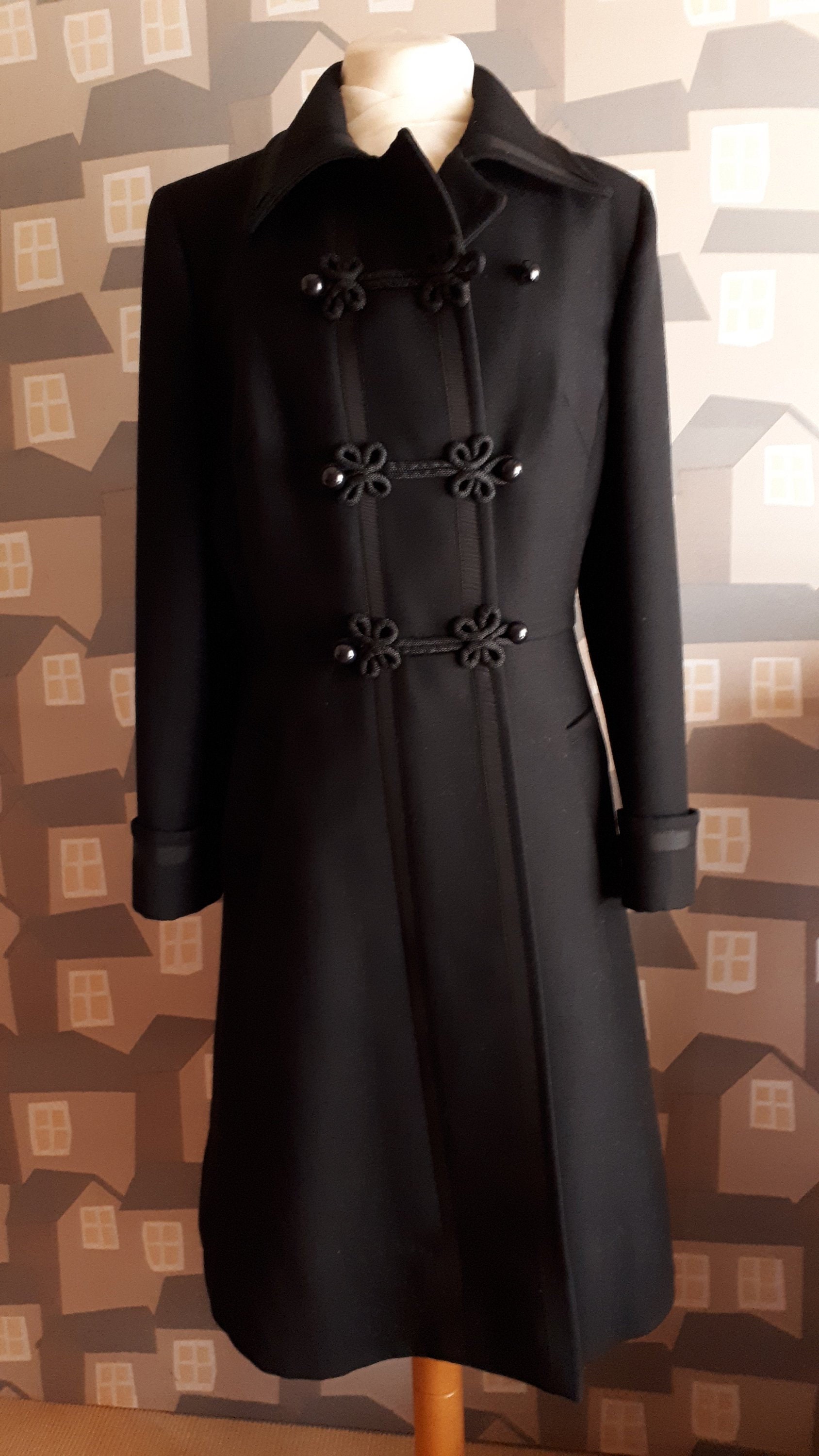 Vintage 60's Black Coat, Vintage Women's Coat, MANSFIELD UK Black Wool Coat
