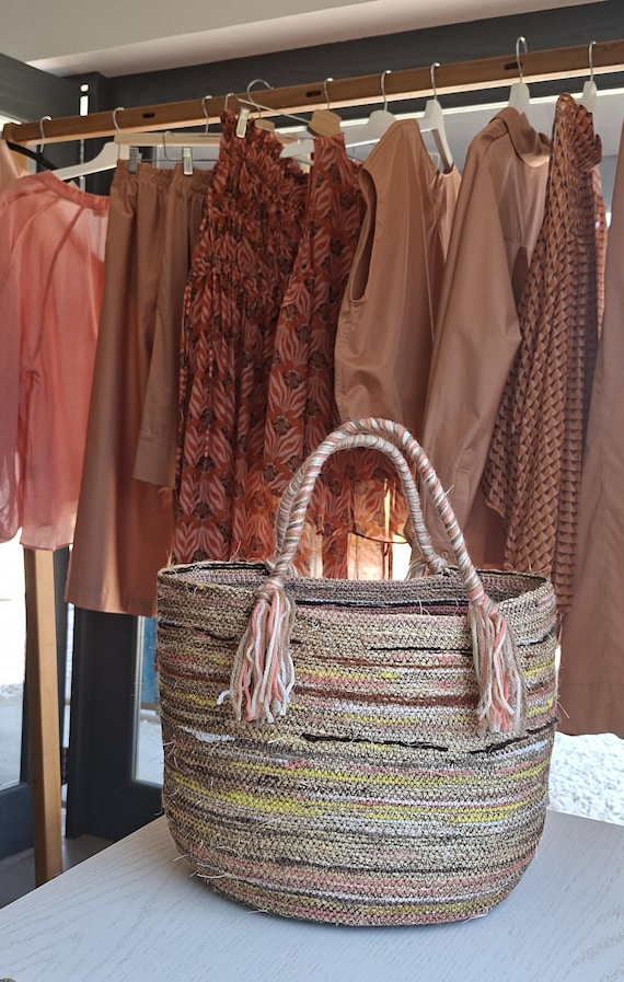 Handmade Sisal Rope Basket Bag: Boho Chic Summer Tote