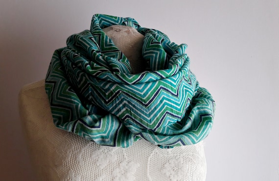 Upcycled Turquise/Lime Spring Loop, Spring/Autumn SCARF, Trendy, Casual  Unisex Scarf