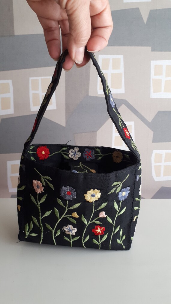 Vintage Embroidered Bag, Small Handmade Evening Bag, Vintage Handmade Bag