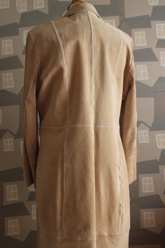 Vintage 90's Beige Coat, Vintage Sued Women's Coa… - image 5