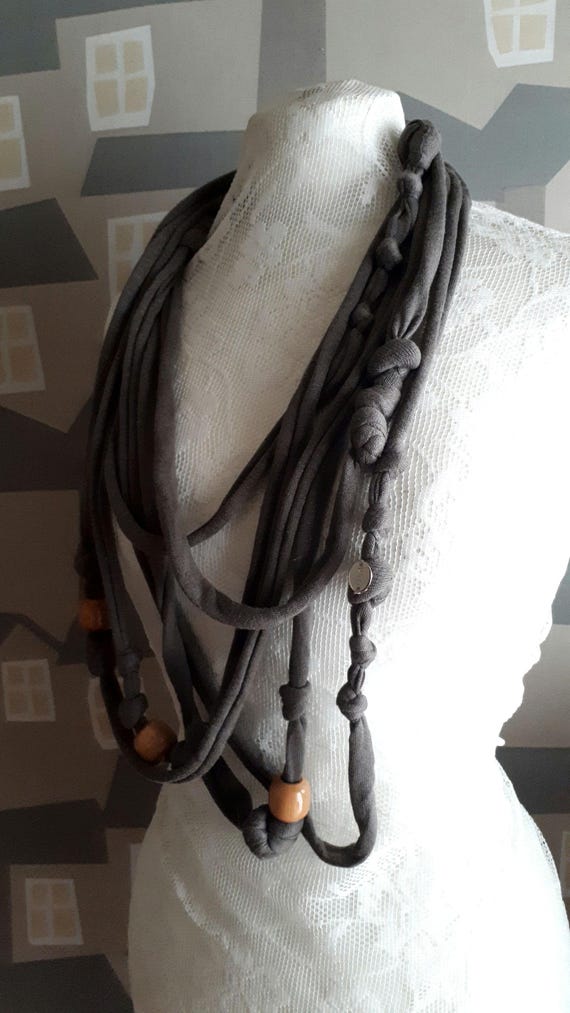 UPCYCLED STATEMENT NECKLACE, Knitted Linen/Silk Special Necklace