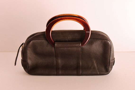 Vintage Krizia Clutch Bag, Krizia Brown Leather Bag, Authentic Krizia Vintage Clutch