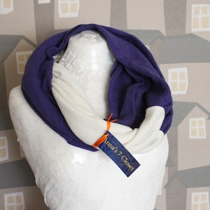 Upcycled Wool Loop Scarf: Blue & White Unisex Snood