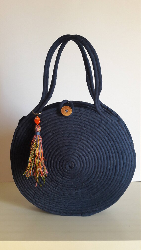 BY ORDER ONLY Medium Round Blue Jeans Basket Bag Monochrome Etsy