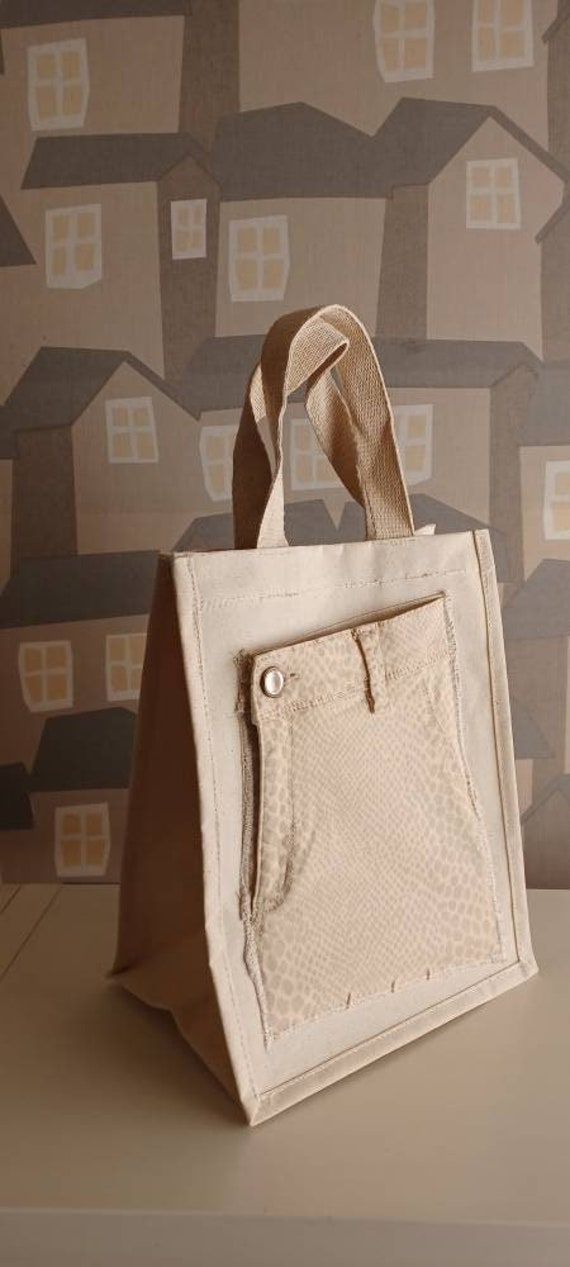Canvas Tote Bag, Waterproof Beige Canvas Tote, Multipurpose Handmade Tote Bag