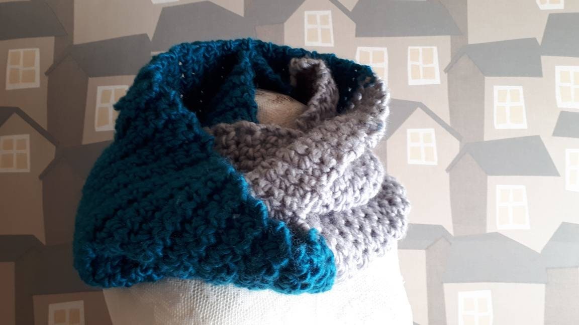 Unisex Crochet Scarf Two Coloured Snoot Handmade Wool Scarf - Etsy