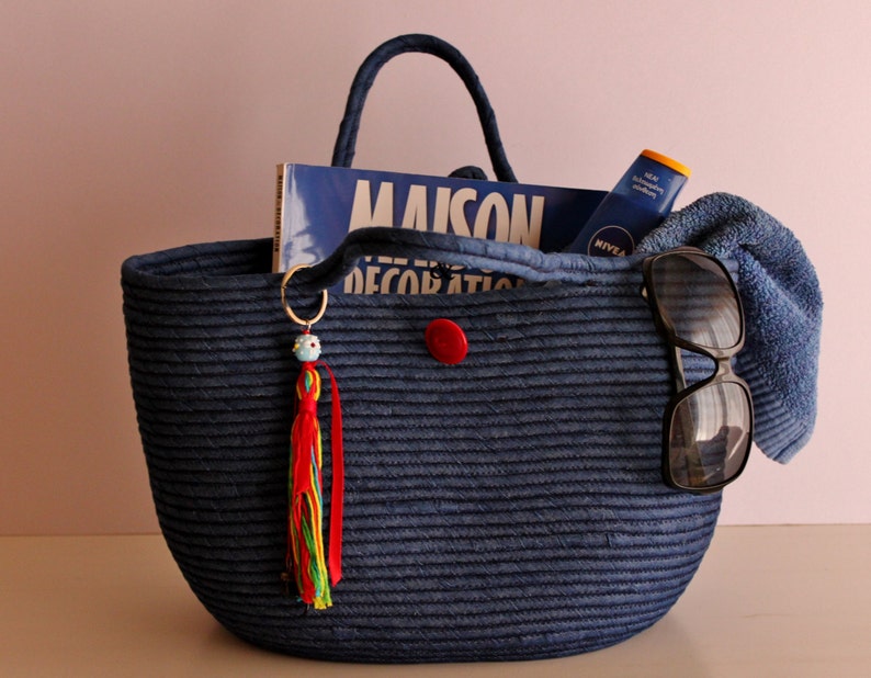 BY ORDER ONLY Blue Jeans Basket Bag Monochrome Basketbag Etsy